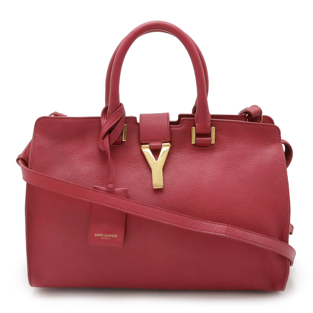 SAINT LAURENT PARIS YSL Cabas Shoulder Bag leather Fuchsia Pink